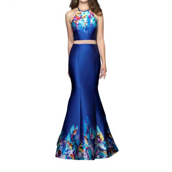 NEW MADISON JAMES 2pc mikado gown in royal - Picture 1 of 2